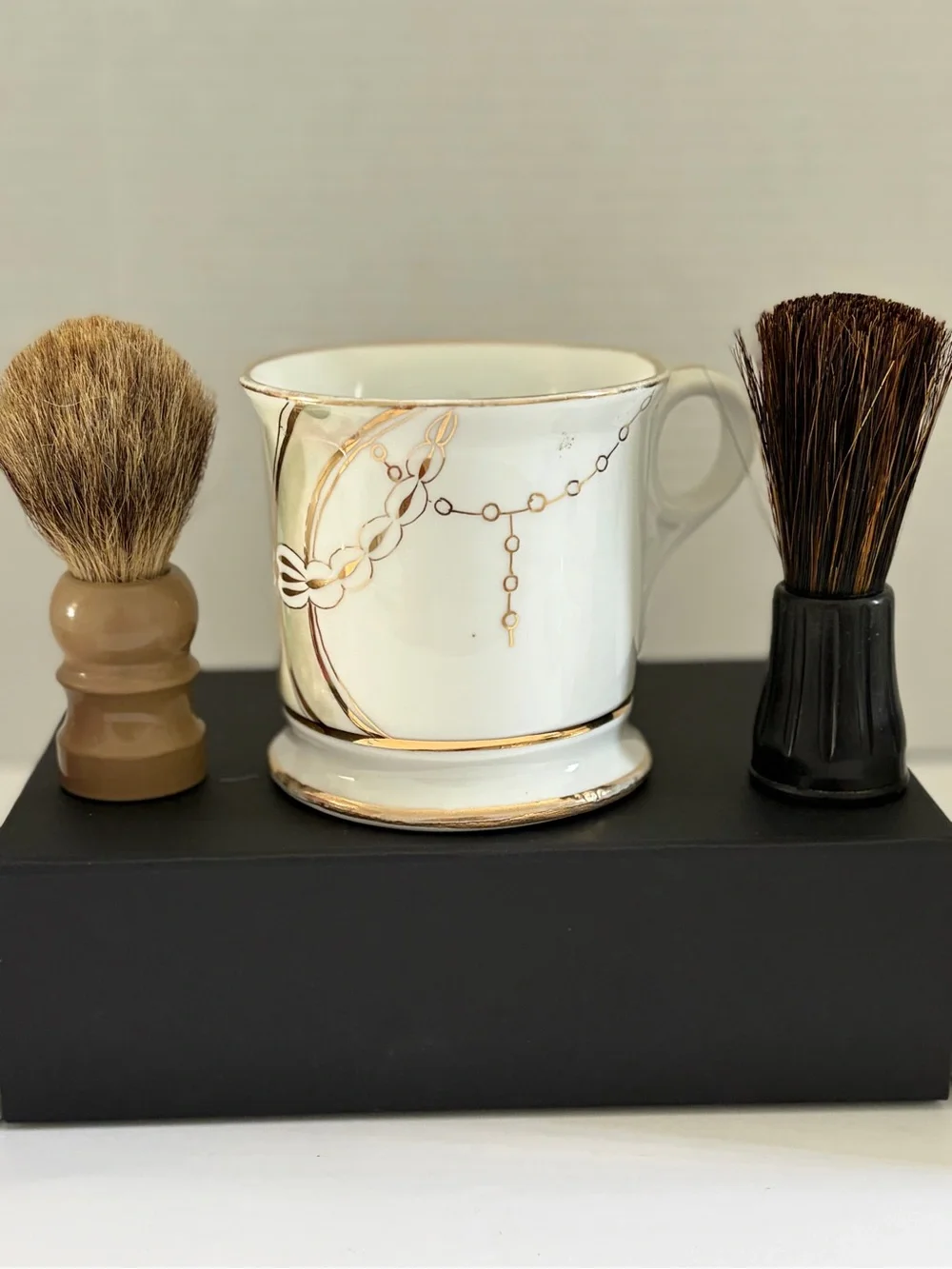 Set of 3 Antique Shaving Mugs with brushes